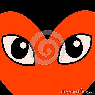 Cartoon vector funny cute Comic characters, heart with eyes. Vector Illustration