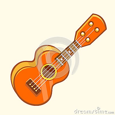 Cartoon Vector Illustration of Acoustic Guitar or ukulele. Cartoon clip art. Musical instrument icon. Vector Illustration