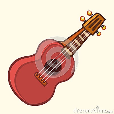 Cartoon Vector Illustration of Acoustic Guitar or ukulele. Cartoon clip art. Musical instrument icon. Stock Photo