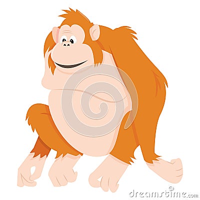 Cartoon Orang Utan Sitting Down Vector Illustration