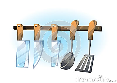 Cartoon vector illustration cartoon knife Kitchenware objects Vector Illustration