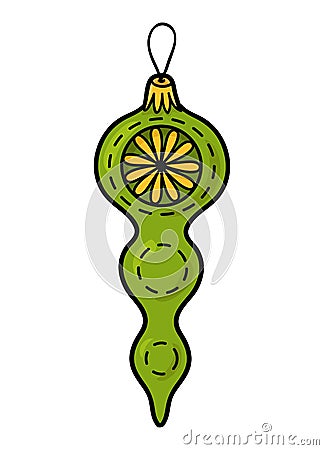 Cartoon vector illustration for children, Christmas tree glass toy Vector Illustration