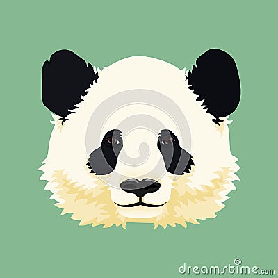 Cartoon vector illustration. Cute giant panda face. Black and white asian bear. Vector Illustration