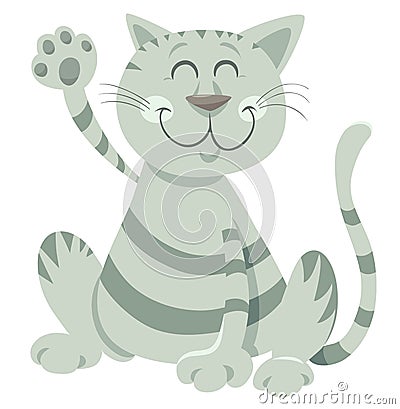 Funny tabby cat cartoon animal character Vector Illustration