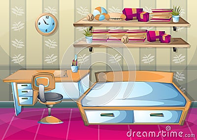 Cartoon vector illustration interior bedroom Vector Illustration