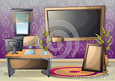 Cartoon vector illustration interior classroom with separated layers Vector Illustration