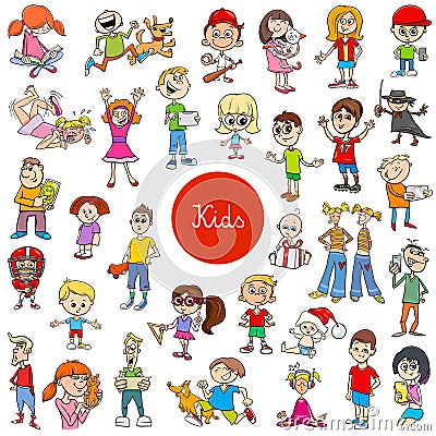 Cartoon children characters large collection Vector Illustration