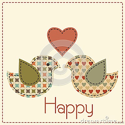 Cartoon vector illustration in a patchwork style - two enamored Vector Illustration