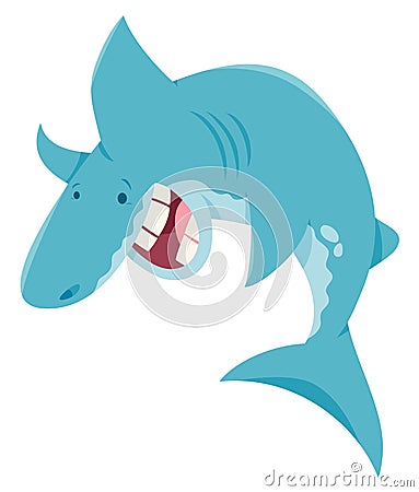 Cartoon shark fish funny animal character Vector Illustration