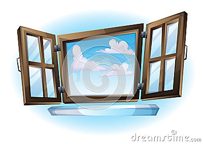 Cartoon vector illustration window open landscape view Vector Illustration