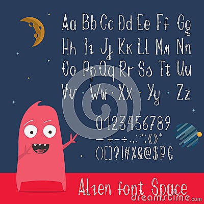 English ABC letters, numbers and symbols vector Vector Illustration