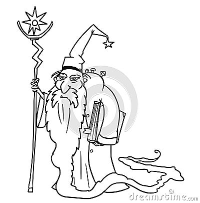 Cartoon Vector Medieval Fantasy Wizard Sorcerer or Royal Adviser Vector Illustration