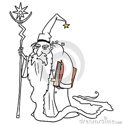 Cartoon Vector Medieval Fantasy Wizard Sorcerer or Royal Adviser Vector Illustration