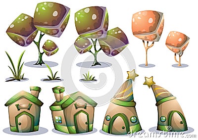 Cartoon vector nature landscape object with separated layers for game art and animation game design asset Vector Illustration