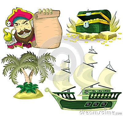 Cartoon vector pirate object for game and animation Vector Illustration