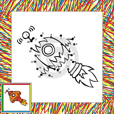 Cartoon vector rocket dot to dot Vector Illustration