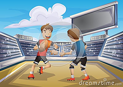 Cartoon vector rugby sport with separated layers for game and animation Vector Illustration