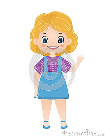 Cartoon vector smiling blond waves hand Vector Illustration