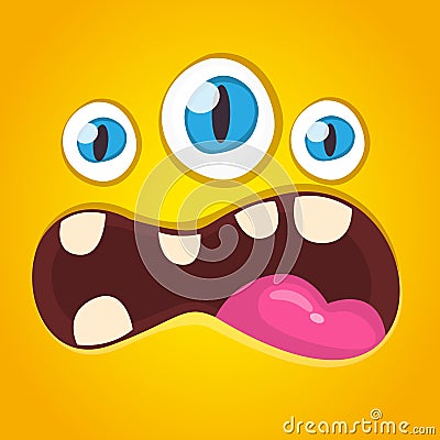 Cartoon vector three eyed monster vector illustration Vector Illustration