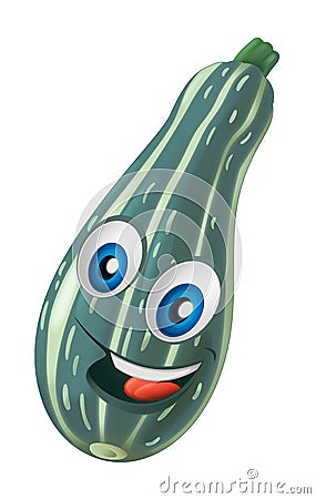 Cartoon vegetable smiling and looking courgette Cartoon Illustration