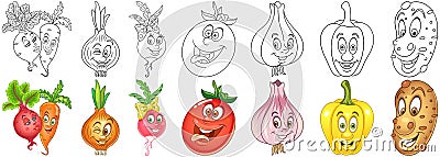 Cartoon Vegetables set Vector Illustration