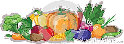 Cartoon vegetables and fruits,vector Vector Illustration