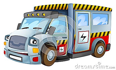 Cartoon vehicle electricity car isolated Cartoon Illustration