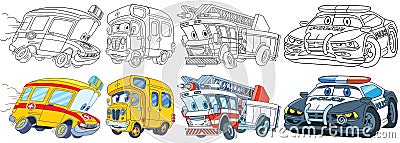Cartoon vehicles set Vector Illustration