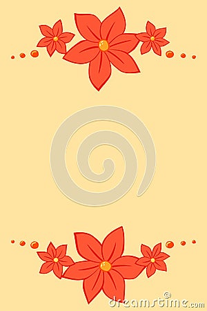 Cartoon vertical botanical copyspace template with white flowers Vector Illustration