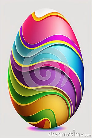 Cartoon vibrantly wavy easter egg with white background Stock Photo