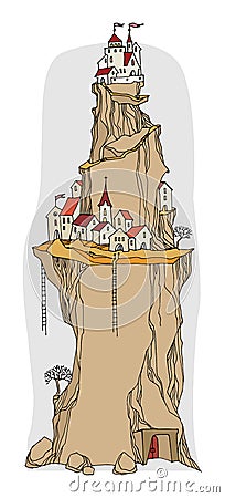 Cartoon village, fairy tale Vector Illustration