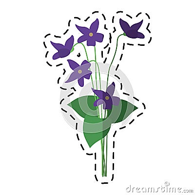 Cartoon violet flower nature spring icon Vector Illustration