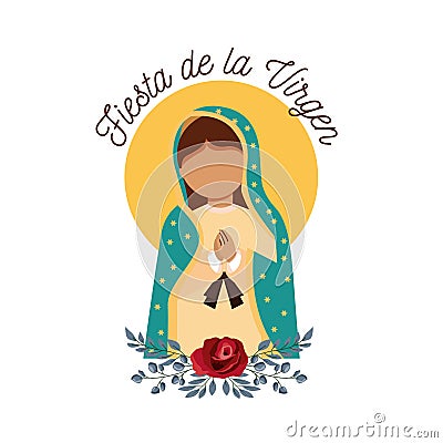 Cartoon of the virgin of guadalupe Vector Illustration