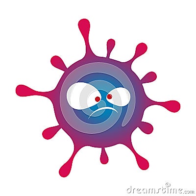 Cartoon virus symbol, microbe, bacteria icon on a white background. evil character. Vector Vector Illustration