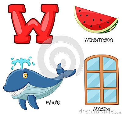 Cartoon W alphabet Vector Illustration