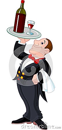 Cartoon waiter Vector Illustration