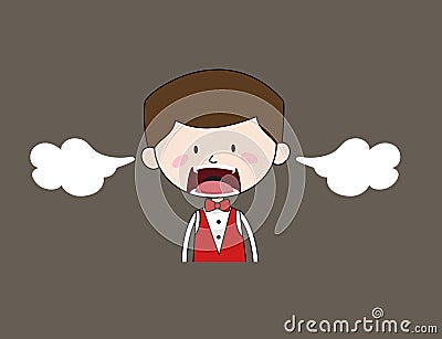 Cartoon Waiter Caterer - Screaming in Aggression Stock Photo