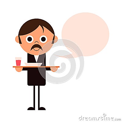 Cartoon waiter illustration Vector Illustration