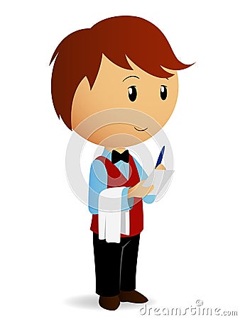 Cartoon waiter take an order Vector Illustration