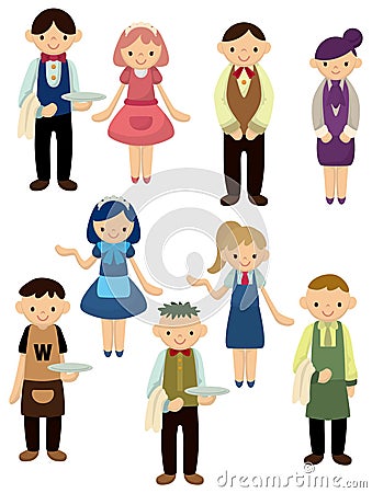 Cartoon waiter and waitress icon Vector Illustration