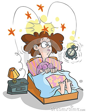 Cartoon waking-up Woman. Stock Photo