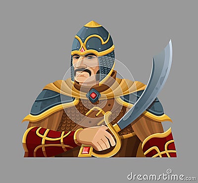 Cartoon warrior in armor Vector Illustration