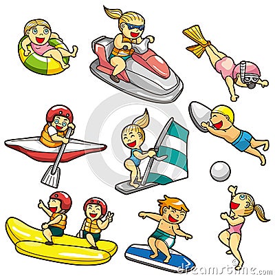 Cartoon water sport icon Vector Illustration