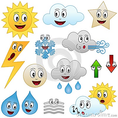 Cartoon Weather Collection Vector Illustration