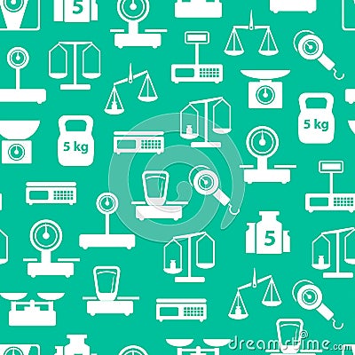 Cartoon Weight Scales Silhouette Seamless Pattern Background. Vector Vector Illustration