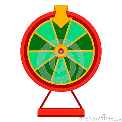 Cartoon wheel fortune lottery design element. Spinning lucky fortune isolated on white. Vector illustration Vector Illustration
