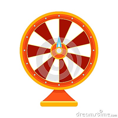 Cartoon wheel fortune lottery design element. Spinning lucky fortune isolated on white. Vector illustration Vector Illustration