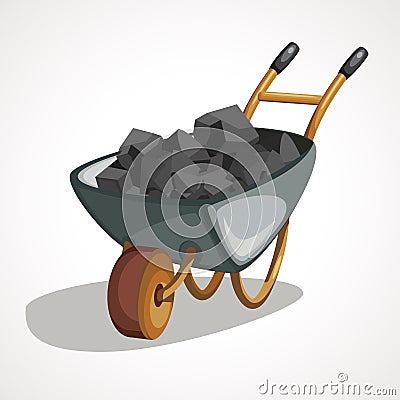 Cartoon wheelbarrow with coal. Vector art illustration with simple gradients. Vector Illustration