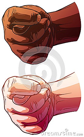 Cartoon white and black human hands vector set Vector Illustration