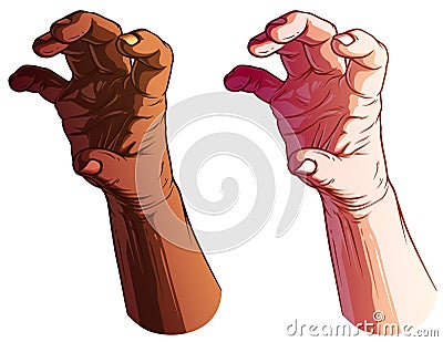 Cartoon white and black human hands vector set Vector Illustration